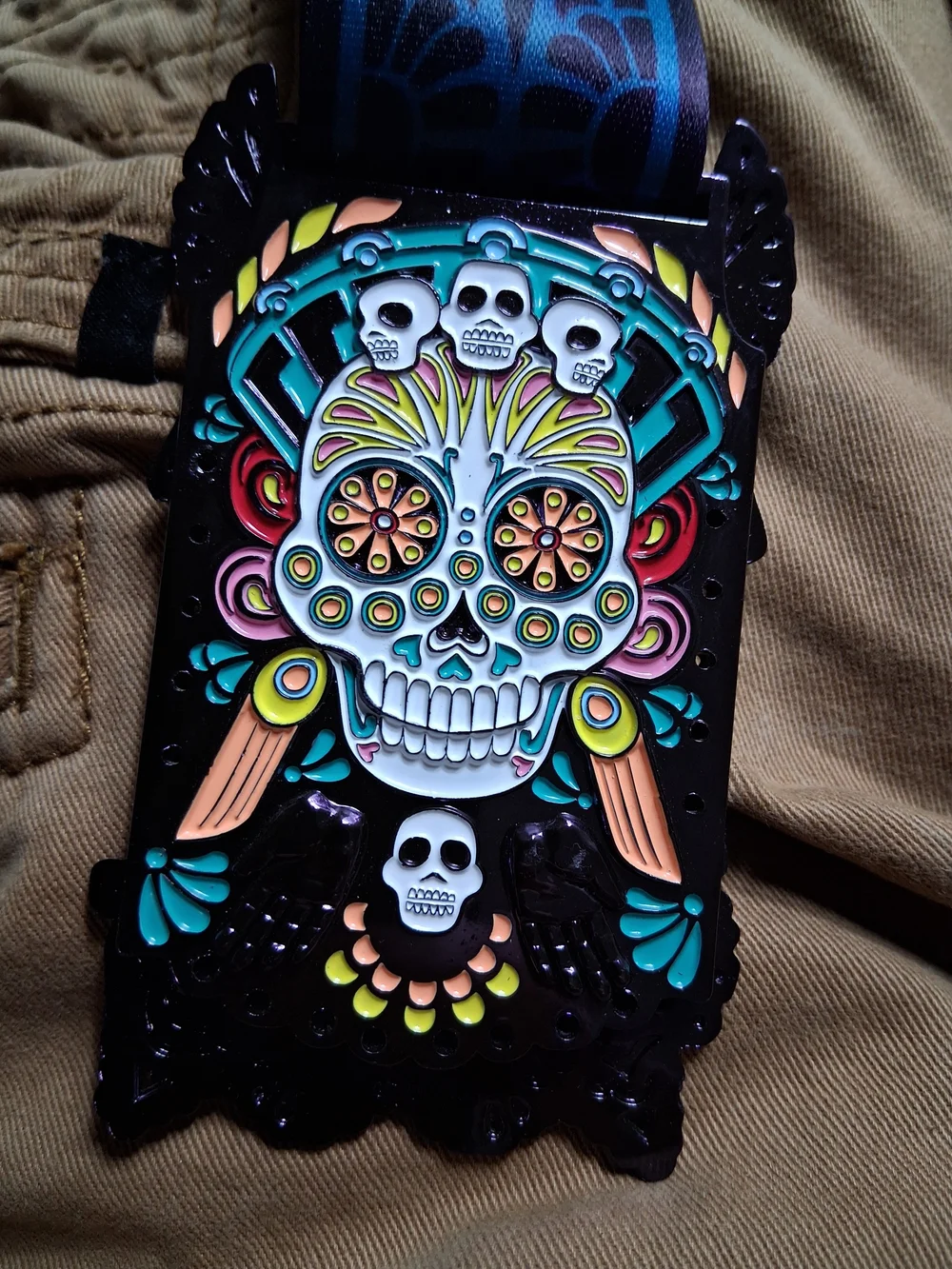 Dia de los Muertos Virtual Challenge Medal - Pink & Neon Yellow